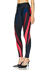 Mugler Shiny Lycra Legging in Multicolor Ocean & Magenta, view 3, click to view large image.