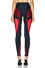 Mugler Shiny Lycra Legging in Multicolor Ocean & Magenta, view 4, click to view large image.