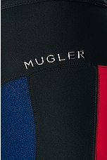 Mugler Shiny Lycra Legging in Multicolor Ocean & Magenta, view 6, click to view large image.