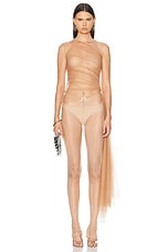 Mugler Cut Out Skinny Leg Pant in Beige, view 4, click to view large image.