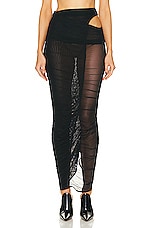 Mugler Mesh Midi Skirt in Black, view 1, click to view large image.