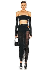 Mugler Mesh Midi Skirt in Black, view 5, click to view large image.