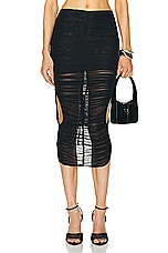 Mugler Mesh Bodycon Skirt in Black, view 2, click to view large image.