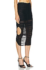 Mugler Mesh Bodycon Skirt in Black, view 3, click to view large image.