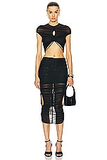 Mugler Mesh Bodycon Skirt in Black, view 5, click to view large image.