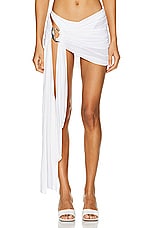 Mugler Crepe Asymmetric Skirt in Warm White, view 1, click to view large image.