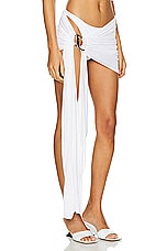 Mugler Crepe Asymmetric Skirt in Warm White, view 2, click to view large image.