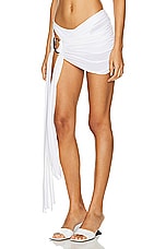 Mugler Crepe Asymmetric Skirt in Warm White, view 3, click to view large image.