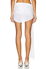 Mugler Crepe Asymmetric Skirt in Warm White, view 4, click to view large image.