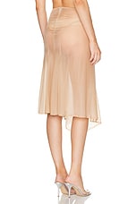 Mugler Midi Skirt With Side Slit in Beige, view 4, click to view large image.
