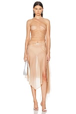 Mugler Midi Skirt With Side Slit in Beige, view 5, click to view large image.