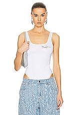 Mugler Cotton Tank Bodysuit in Warm White, view 1, click to view large image.