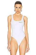 Mugler Cotton Tank Bodysuit in Warm White, view 2, click to view large image.