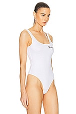 Mugler Cotton Tank Bodysuit in Warm White, view 3, click to view large image.