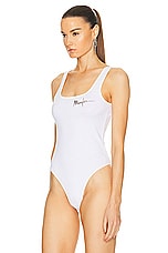Mugler Cotton Tank Bodysuit in Warm White, view 4, click to view large image.
