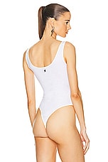 Mugler Cotton Tank Bodysuit in Warm White, view 5, click to view large image.