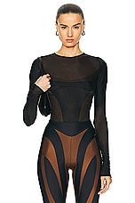 Mugler Glass Bodysuit in Black, view 1, click to view large image.