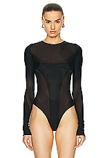 Mugler Glass Bodysuit in Black, view 2, click to view large image.