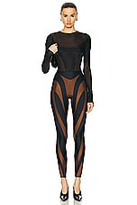 Mugler Glass Bodysuit in Black, view 5, click to view large image.