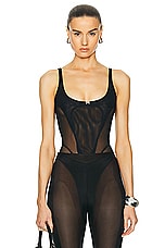 Mugler Tulle Bodysuit in Black, view 1, click to view large image.