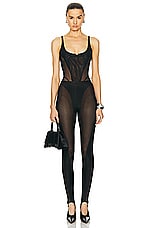 Mugler Tulle Bodysuit in Black, view 5, click to view large image.