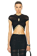 Mugler Mesh Cropped Top in Black, view 1, click to view large image.
