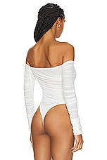 Mugler Mesh Bodysuit in Warm White, view 4, click to view large image.
