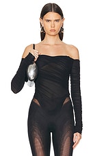 Mugler Mesh Bodysuit in Black, view 1, click to view large image.
