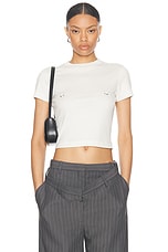 Mugler Cropped T-shirt in Off White, view 1, click to view large image.