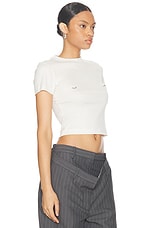 Mugler Cropped T-shirt in Off White, view 2, click to view large image.