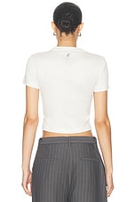 Mugler Cropped T-shirt in Off White, view 3, click to view large image.