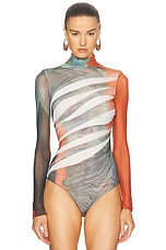 Mugler Mesh Long Sleeve Top in White & Archive Photo, view 2, click to view large image.