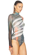 Mugler Mesh Long Sleeve Top in White & Archive Photo, view 3, click to view large image.