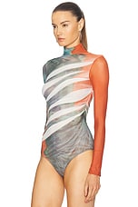 Mugler Mesh Long Sleeve Top in White & Archive Photo, view 4, click to view large image.