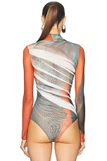 Mugler Mesh Long Sleeve Top in White & Archive Photo, view 5, click to view large image.