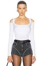 Mugler Long Sleeve Bodysuit in Off White, view 1, click to view large image.