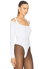 Mugler Long Sleeve Bodysuit in Off White, view 3, click to view large image.