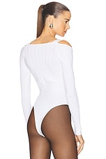 Mugler Long Sleeve Bodysuit in Off White, view 4, click to view large image.