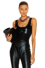 Mugler Embossed Bodysuit in Black, view 1, click to view large image.