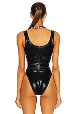 Mugler Embossed Bodysuit in Black, view 4, click to view large image.