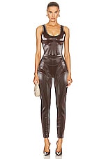 Mugler Embossed Bodysuit in Chocolate, view 5, click to view large image.