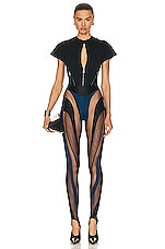 Mugler Zipper Effect Bodysuit in Black, view 5, click to view large image.