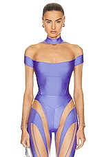 Mugler Illusion Stretch Bodysuit in Lilac & Nude 01, view 1, click to view large image.