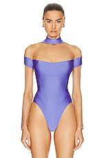 Mugler Illusion Stretch Bodysuit in Lilac & Nude 01, view 2, click to view large image.