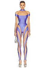 Mugler Illusion Stretch Bodysuit in Lilac & Nude 01, view 6, click to view large image.