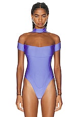 Mugler Illusion Stretch Bodysuit in Lilac & Nude 02, view 2, click to view large image.