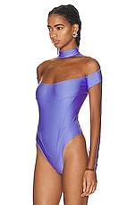 Mugler Illusion Stretch Bodysuit in Lilac & Nude 02, view 4, click to view large image.