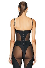 Mugler Bonded Illusion Corset Top in Black & Black, view 3, click to view large image.