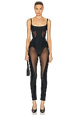 Mugler Bonded Illusion Corset Top in Black & Black, view 4, click to view large image.