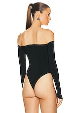 Mugler Off The Shoulder Bodysuit in Black, view 4, click to view large image.